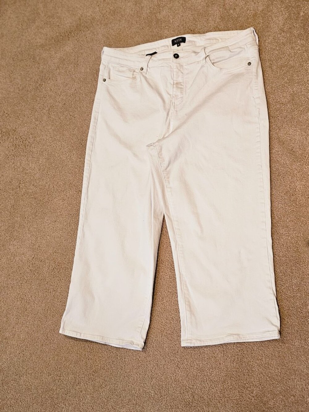 Womens NYDJ White Wide Leg Cropped Jeans with Lift Tuck Technology Size 18